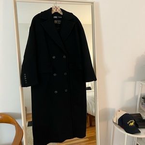 Zara oversized Wool coat black sz xs